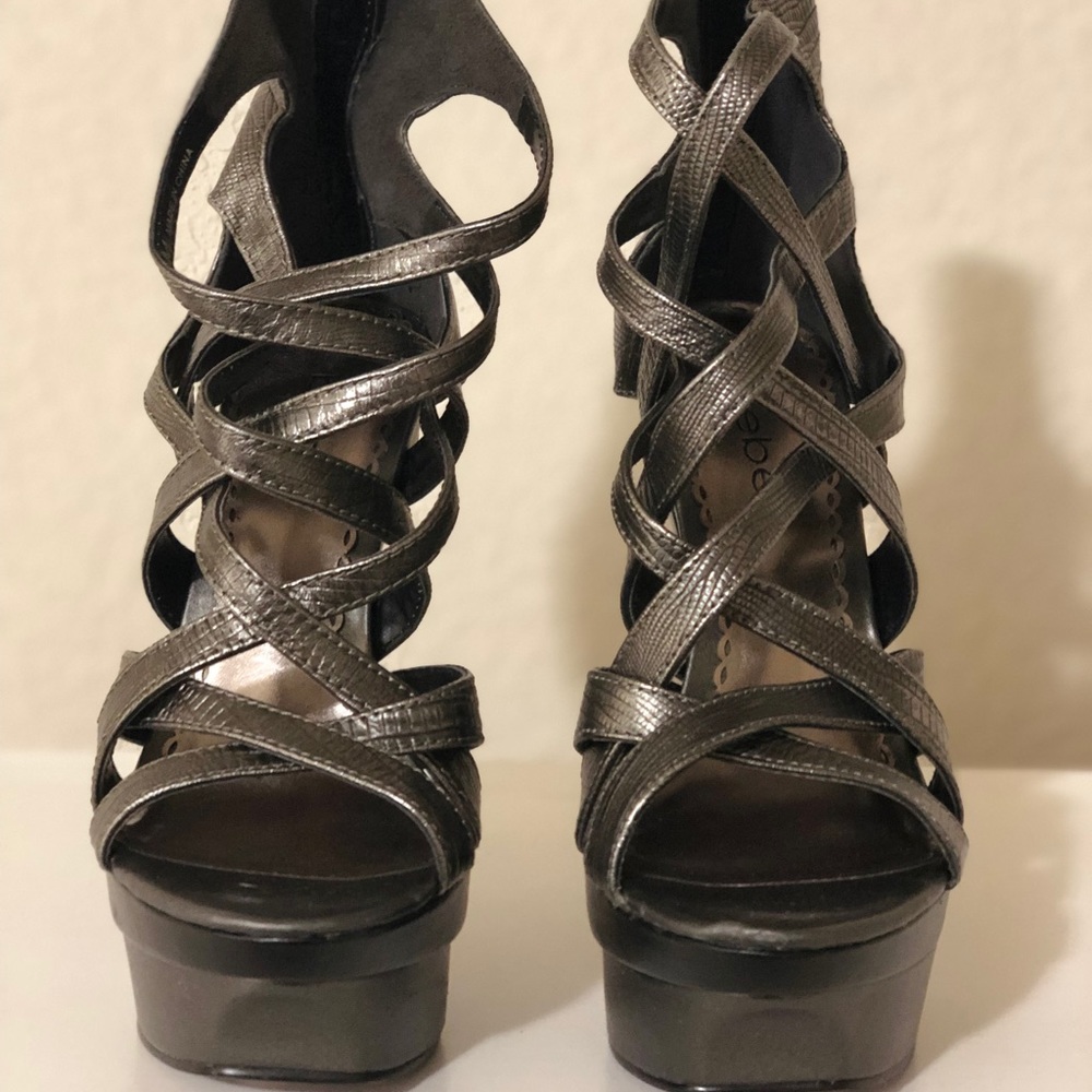 COPY - Bebe Sz 6 Gunmetal Stilletos